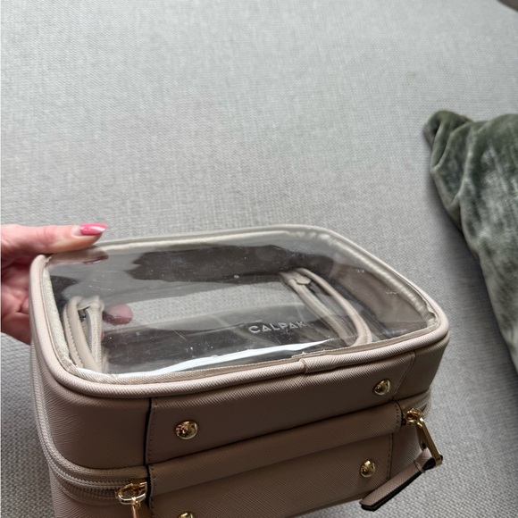 Calpak Beige Clear Cosmetic Case with Gold Hardware and Top Handle - Picture 7 of 13